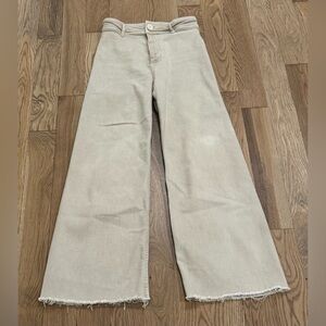 Zara Women's The Marine Straight Wide-Leg Jeans size 4 Beige